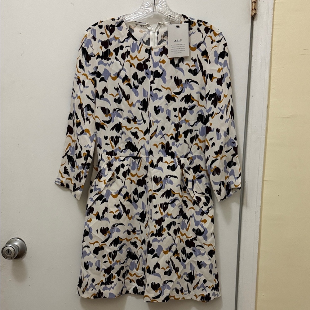 A.L.C. Abstract Print Dress in Black, Brown, and Gold
